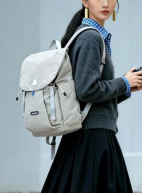 Across潮流简约双肩包女轻便百搭大容量书包学生户外休闲电脑背包
