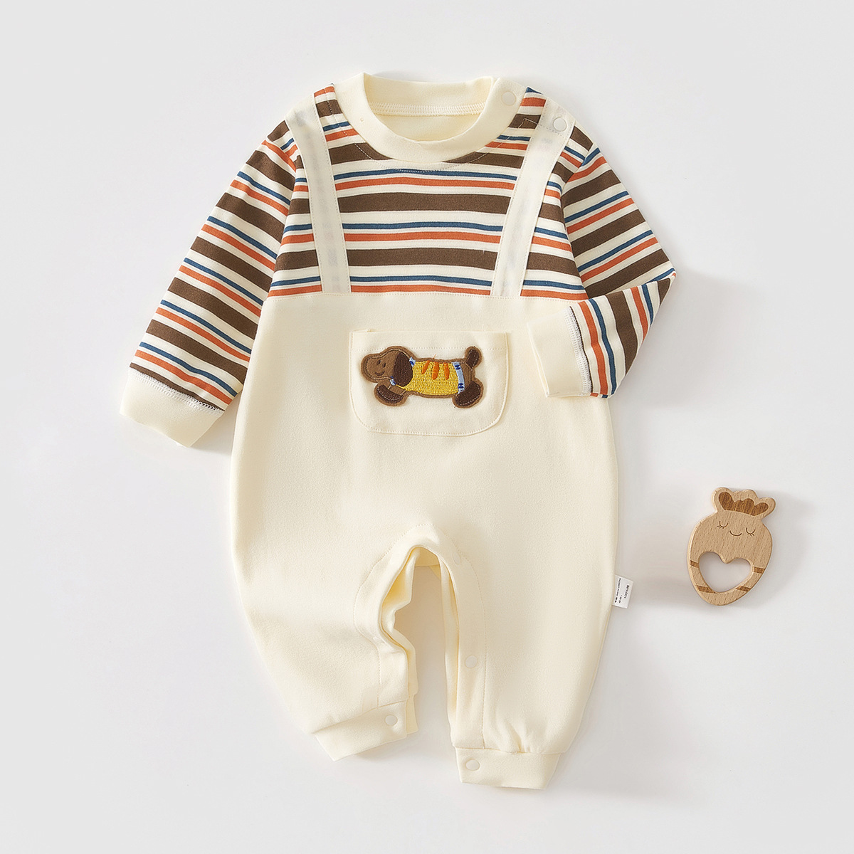 婴儿衣服秋装外出服条纹春秋哈衣