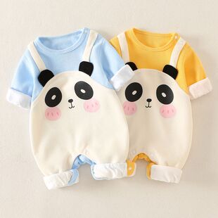 新生婴儿衣服秋装2024新款女宝宝秋冬连体衣可爱外穿男童爬服哈衣