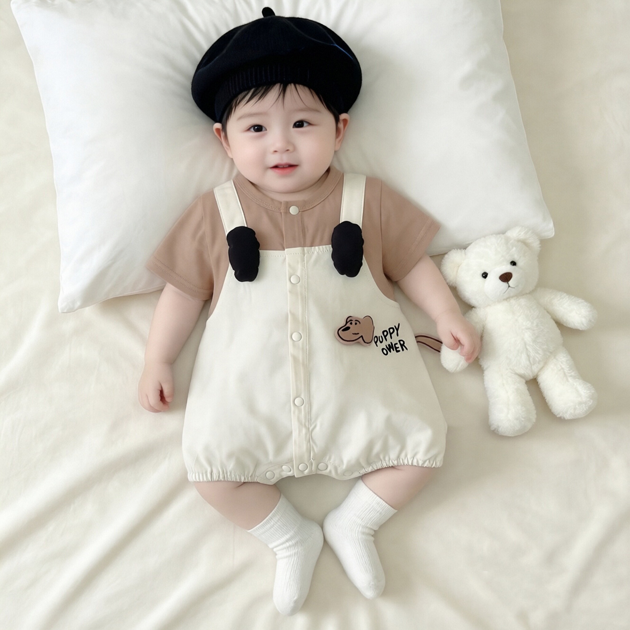 婴儿衣服夏季开襟短袖超萌哈衣薄款男女宝宝连体衣外出服爬服夏装