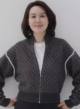 FAMINI厚款羊绒开衫慵懒风高领毛衣女冬季宽松针织衫高级感上衣