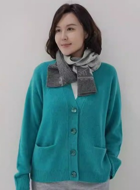 FAMINI厚款羊绒开衫慵懒风高领毛衣女冬季宽松针织衫高级感上衣