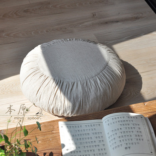 本原亚麻蒲团坐垫加厚圆垫子榻榻米垫瑜伽打坐垫纯色可拆洗简约
