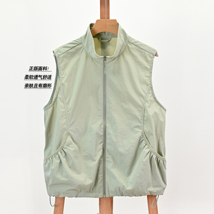 日系极简休闲立领叠穿工装马甲女 秋新款山系拉链外套无袖松弛感