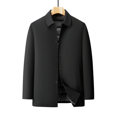 中老年人胖子男士爸爸加肥加大码宽松号毛呢中长款冬装特肥羽绒服