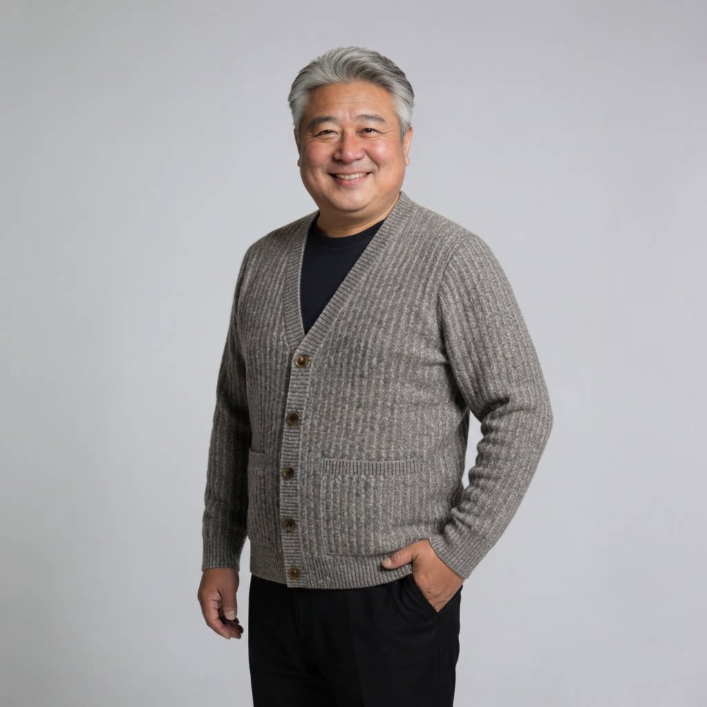 V领中老年爸爸加肥加大码男士毛衣胖子宽松长袖绵羊毛开衫针织衫