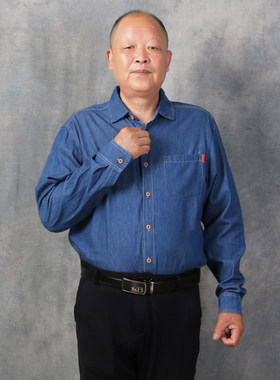 牛仔中老年人加肥加大码胖子衬衣