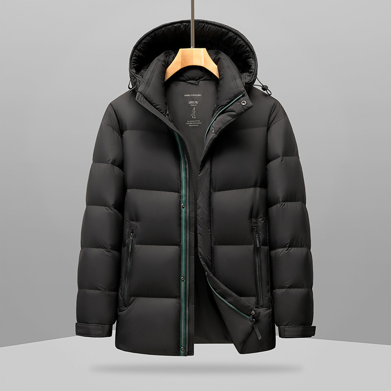 中老年爸爸冬季男装宽松加肥加大码胖子可脱帽子羽绒服防风保暖6X