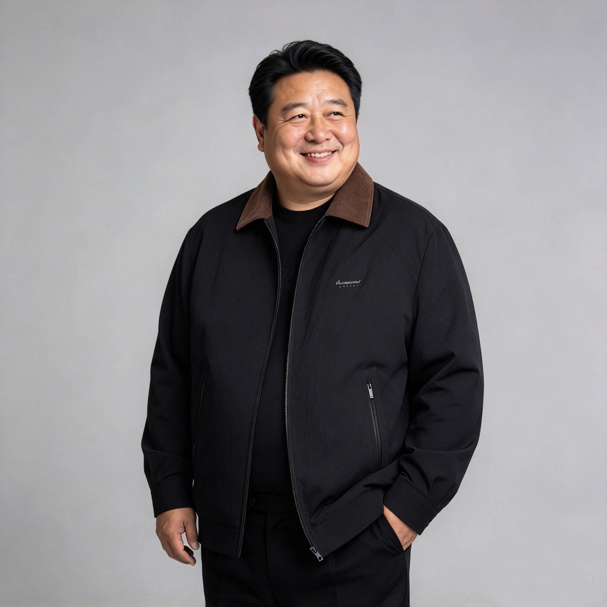 中老年人春秋胖子爸爸加肥加大码宽松夹克男士翻领外套男装拼色8X