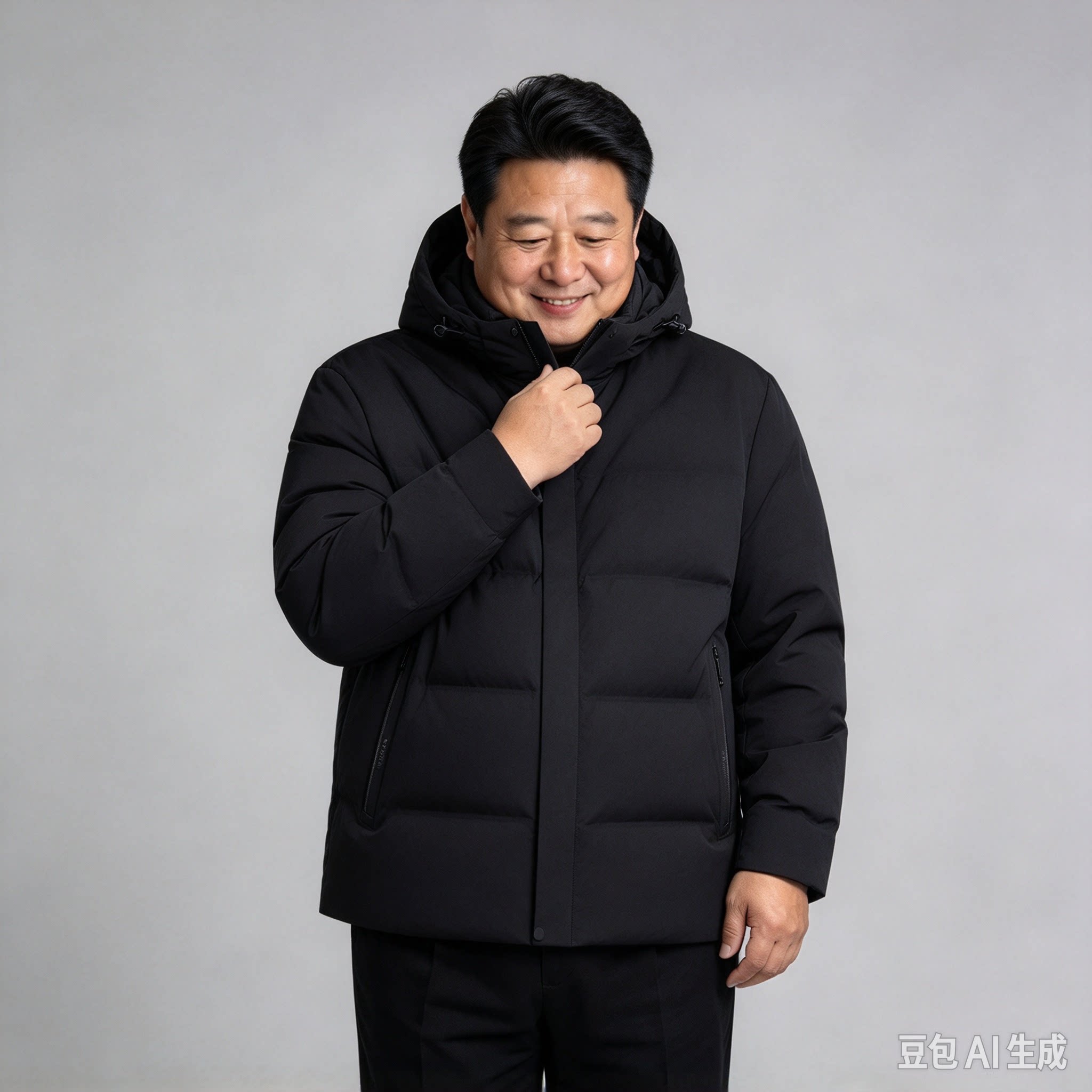 中老年人胖子男士爸爸加肥加大码宽松大版防风厚实可脱帽子羽绒服