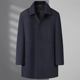 中老年胖子爸爸秋冬款加肥加大码男士肥大毛呢宽松大衣特大号外套