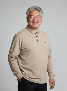 26中老年人胖子爸爸加肥加大码春秋款长袖翻领T恤肥佬男装宽松6X