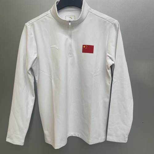 安踏2025冬国旗男半拉链长袖T恤