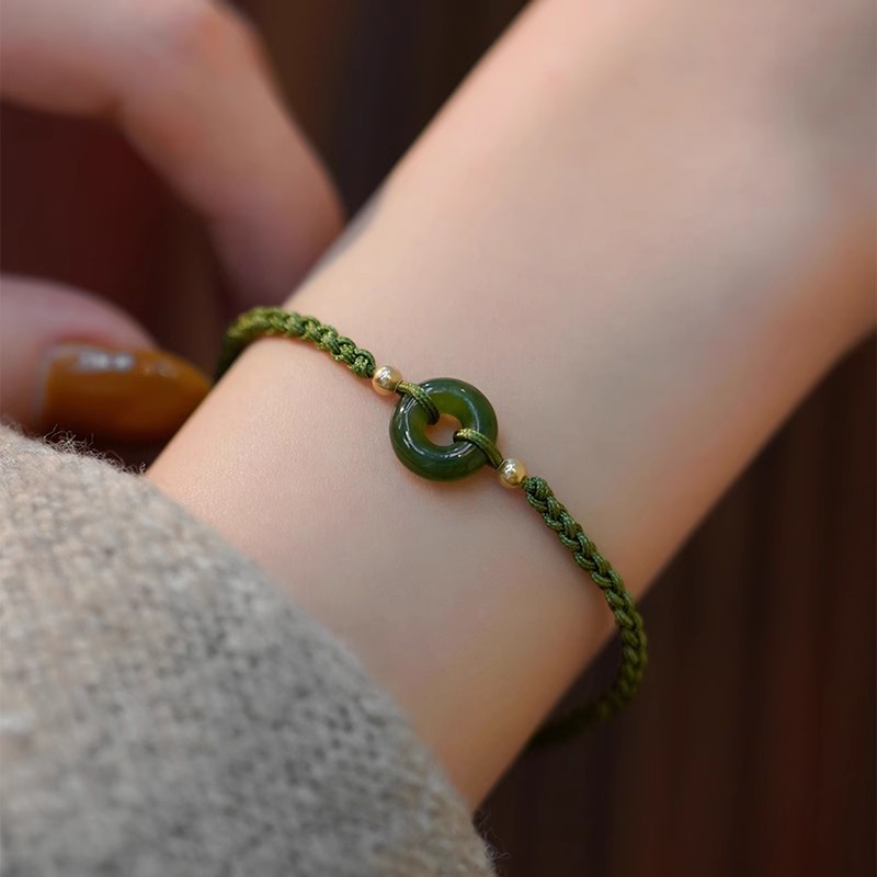 和田玉平安扣手绳高级感