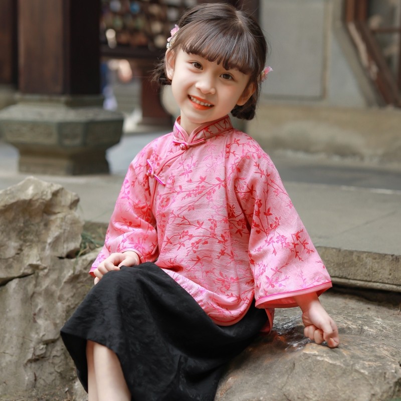儿童汉服套装女童夏唐装民国风复古套装洋气古风中式汉服两件套裙,童装/婴儿装/亲子装,唐装,淘宝优惠券,粉丝福利购,淘宝优惠卷