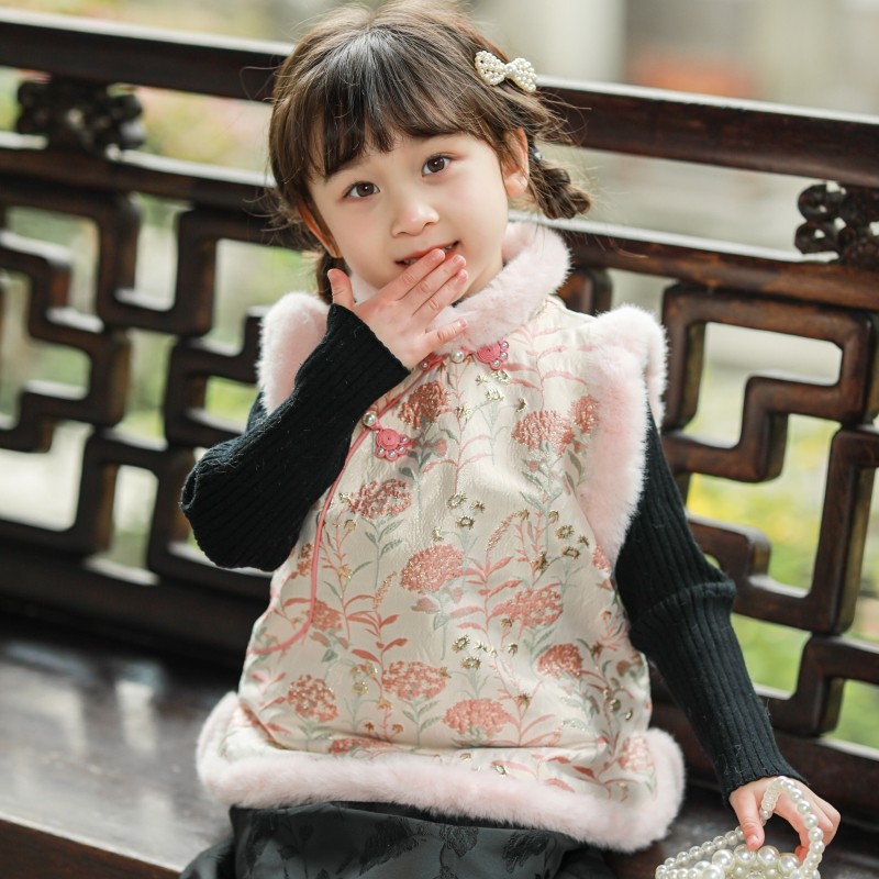 女童唐装冬季改良背心汉服儿童中国风马甲女孩民国风马夹宝宝坎肩,童装/婴儿装/亲子装,旗袍,淘宝优惠券,粉丝福利购,淘宝优惠卷