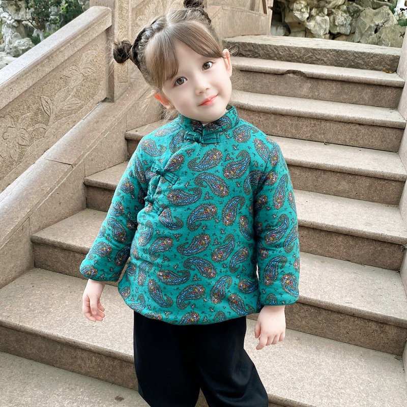 儿童唐装冬季短款女童碎花棉袄