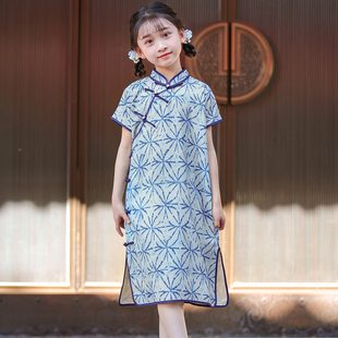 侧开襟连衣裙女孩民国风旗袍裙 女童新中式 叙罗儿童旗袍改良款 夏季