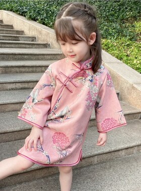 女童旗袍春季改良洋气中小童中国风文艺连衣裙宝宝唐装儿童礼服