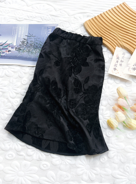 叙罗女童鱼尾裙春秋季新款新中式半裙子儿童百搭长款气质半身裙