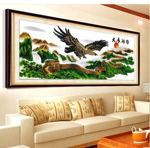 精准印花十字绣自己绣手工大展鸿图长城鹰展翅鹏程万里自己绣客厅