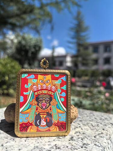 西藏纯手绘唐卡扎基拉姆吊坠项链扎基拉姆随身唐卡拉萨发货包邮