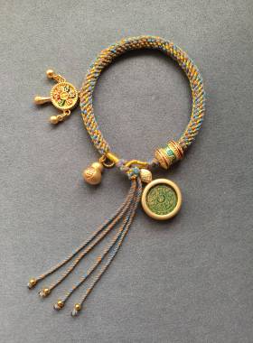 纯手绘六字箴言小唐卡手工编织轮回手绳男女同款新品推荐福利平安