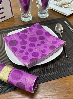 3层20张彩色印花餐巾纸紫色波普纹西餐巾加厚时尚轻奢大规格方巾