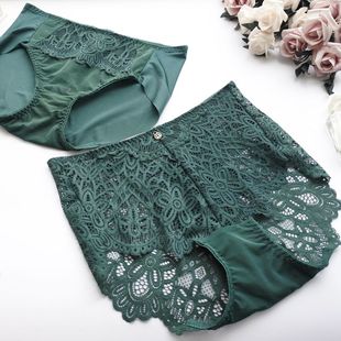 无痕内裤 女蕾丝弹性面料舒适中腰包臀纯棉内裆女士性感肤三角内裤