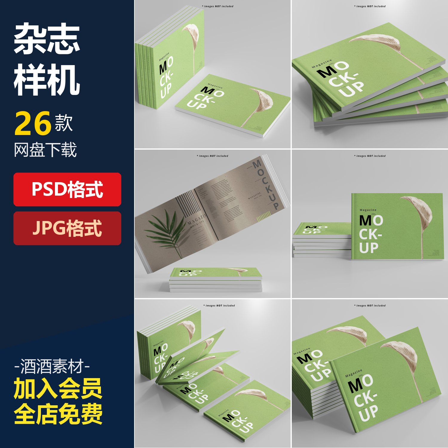 横版杂志画册书籍效果图展示VI智能贴图PSD样机提案设计素材图片