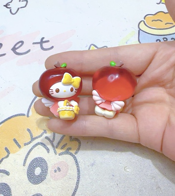 散货二创PU透色苹果篮子小天使Kitty公仔配件