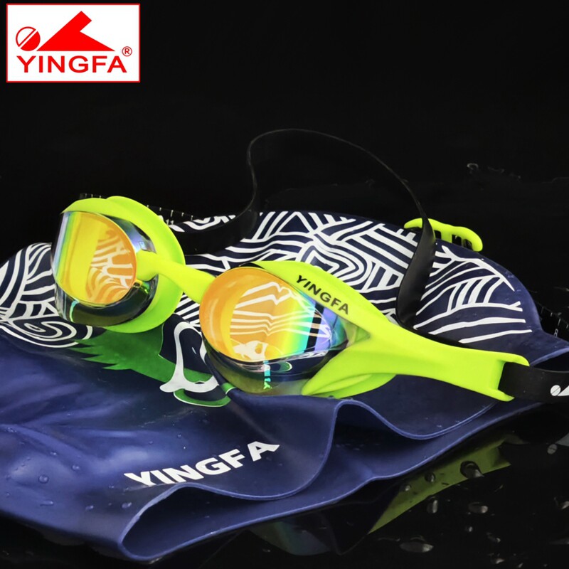 英发yingfa眼镜蛇全视野泳镜鲨鱼皮竞赛小框高清专业镀膜反光护眼