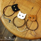 外贸杂货 日本H.K.C.复古可爱猫咪马毛真皮发绳发圈发饰韩国头饰