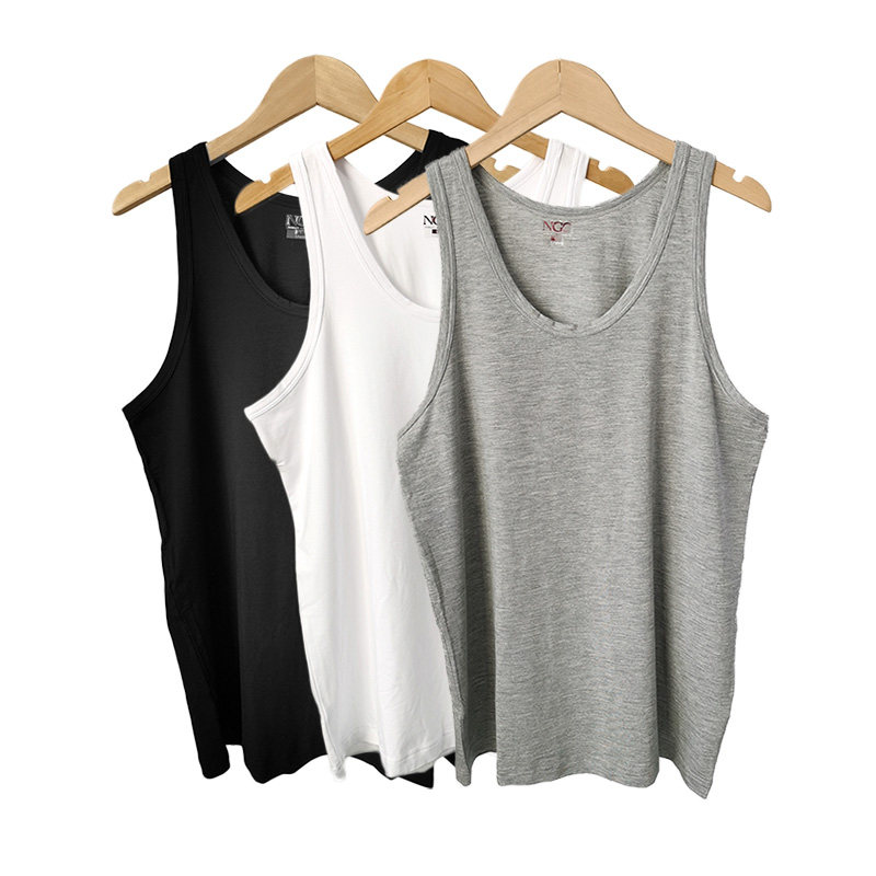 nng莫代尔男士背心纯棉修身春秋薄款青年内穿无袖打底汗衫二股筋