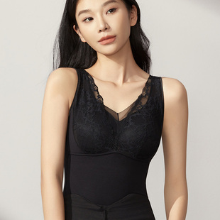 茜丝柔秋冬保暖背心女带胸垫一体聚拢塑身收腹磨毛自发热外穿打底