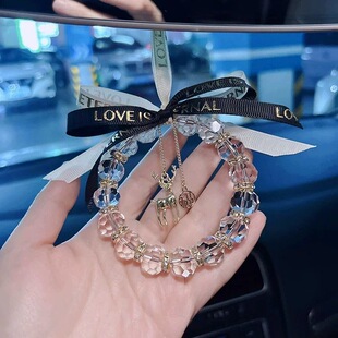 2025新款一路保平安汽车挂件高档创意女生款车挂车内饰水晶高级感