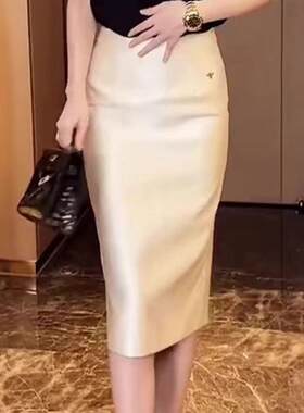 高级感缎面西装半身裙