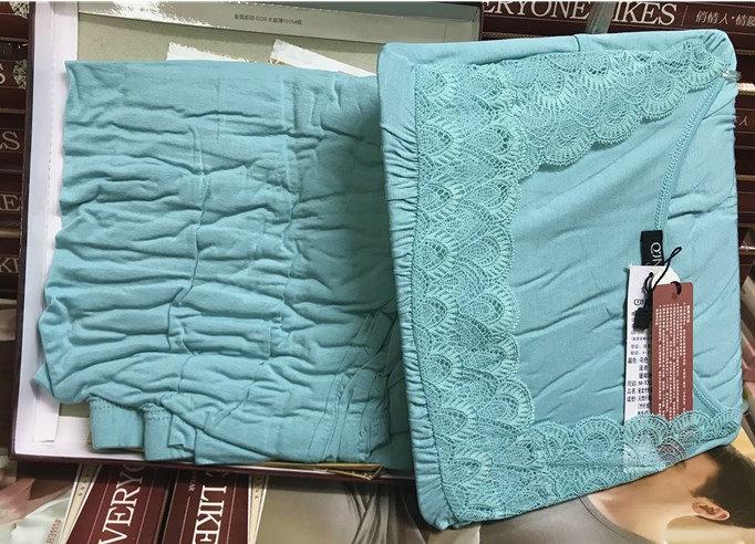 品牌保证秋冬新款女士竹纤维超薄款蕾丝方领内衣套装秋衣秋裤7855