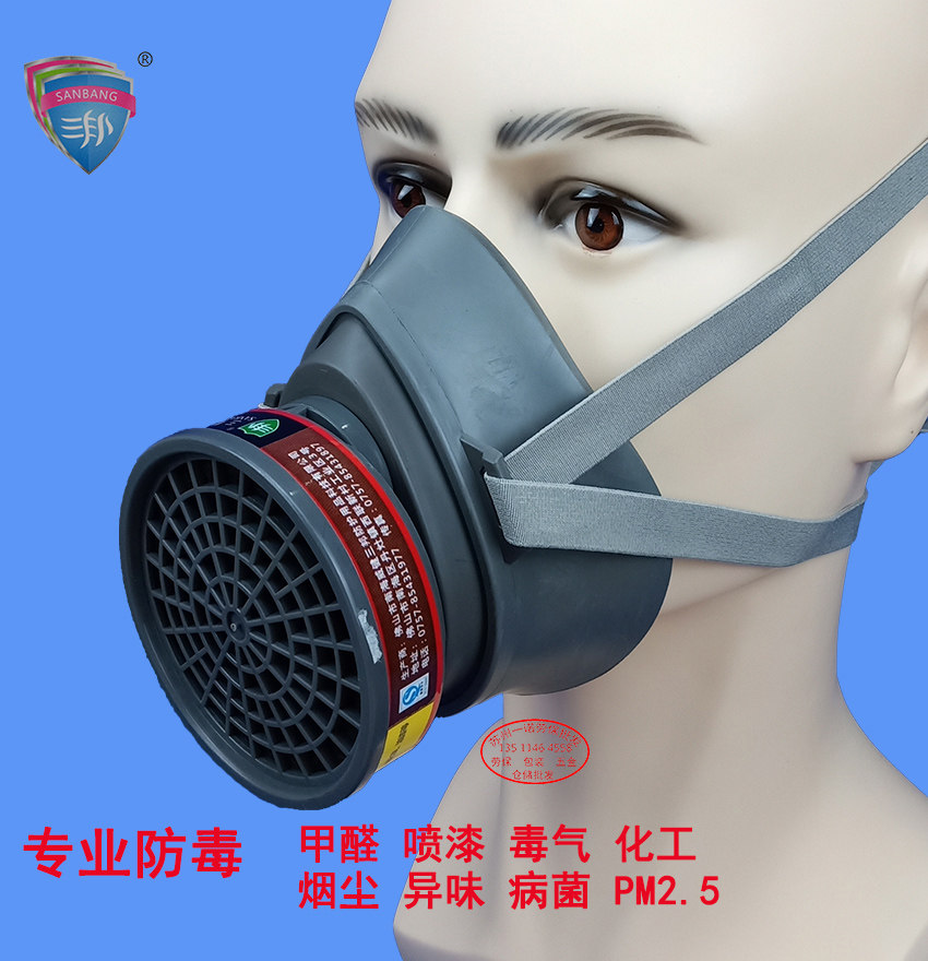 三邦306m防毒口罩高效过滤式防毒面具防毒口具工业口罩猪鼻子口罩