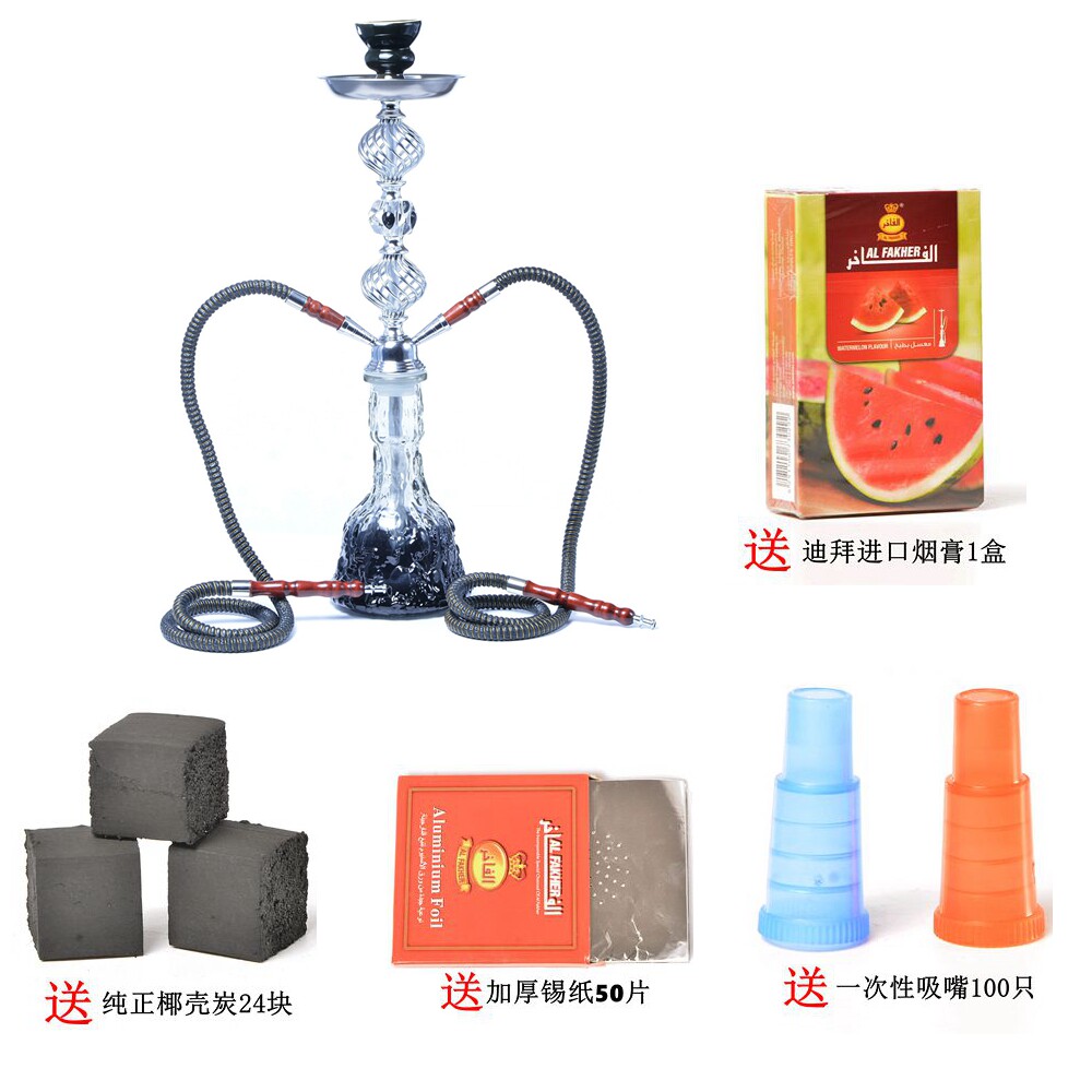 阿拉伯玻璃双管水烟壶套装