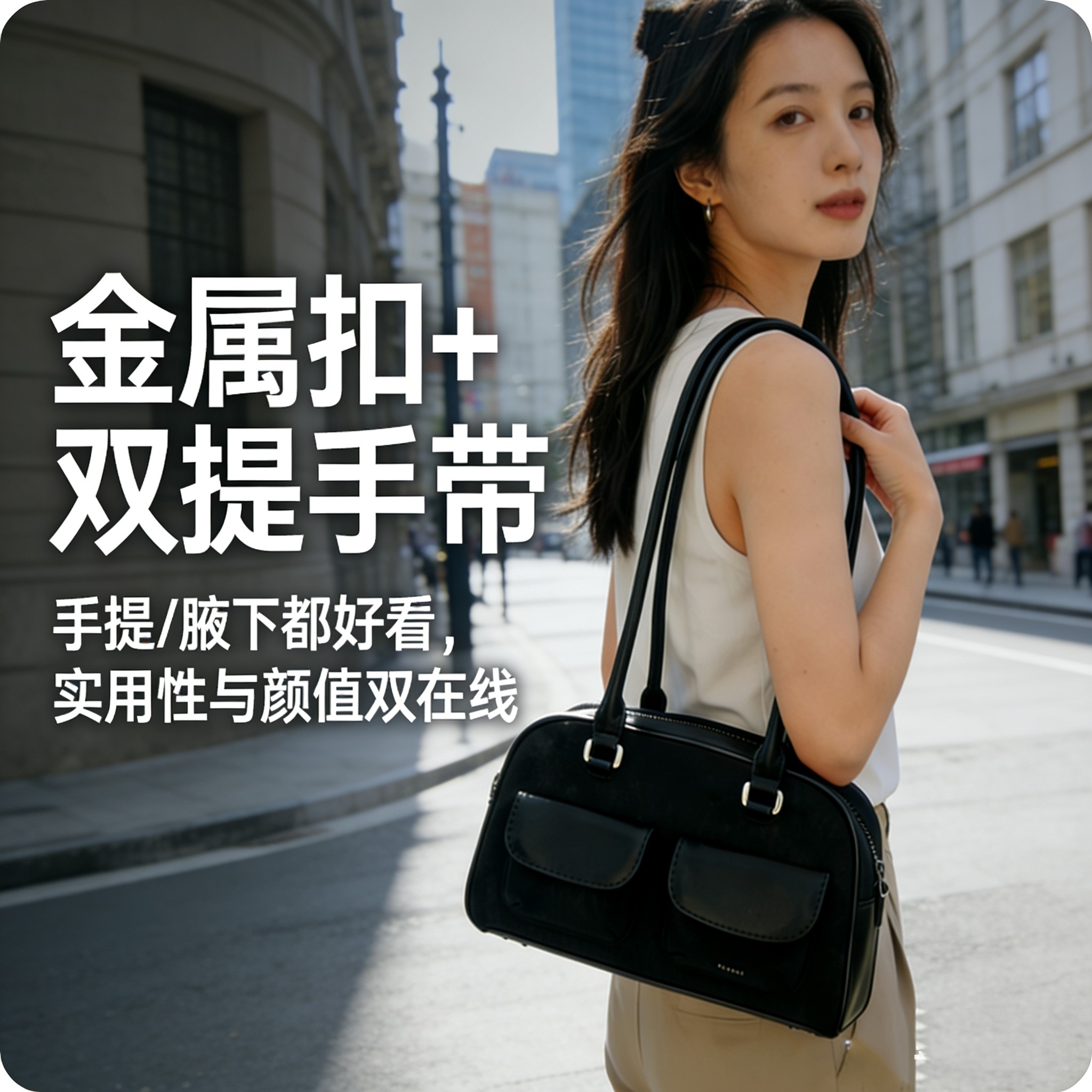 清仓捡漏特惠  韩国允真同款复古保龄球包波士顿腋下大容量女包