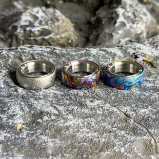 内径2cm 钛合金指尖陀螺EDC解压玩具 棘轮戒指 彩钛馆钛合金