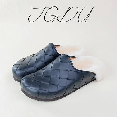 真皮编织女鞋JGDU时尚厚底羊毛