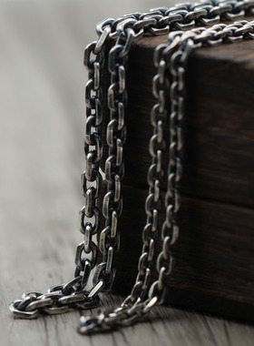 原创个性时尚太角项链锁骨链泰银复古手工链子毛衣链男士百搭素链