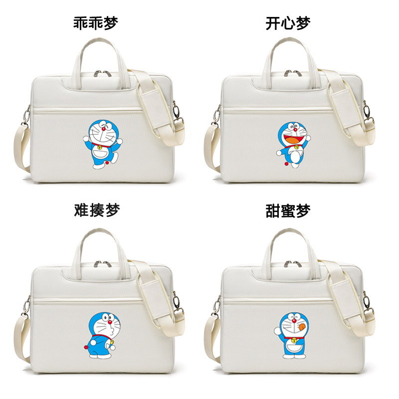 多啦A梦印花手提笔记本电脑包女适用macbook pro苹果air女联想小新14华硕15戴尔小米15.6华为16寸