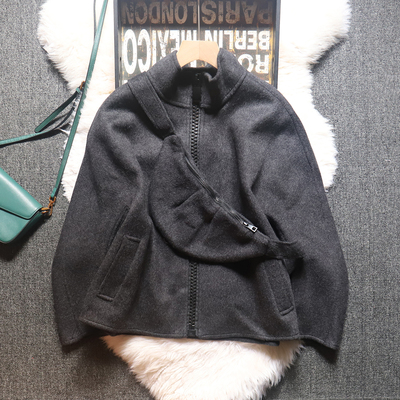 牛角包双面呢大衣女斗篷短款外套