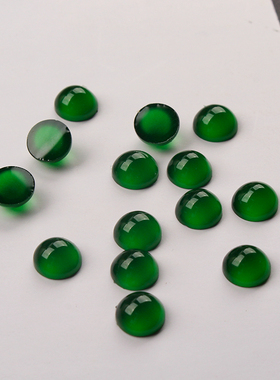绿色仿玛瑙树脂猫眼光感圆戒面diy配件古风发簪镶嵌材料宝石贴片