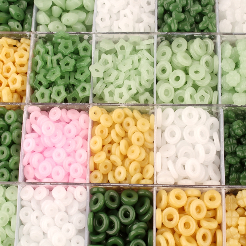 ins新中式复古风相思扣配件玻璃穿孔珠子手链项链手串串珠材料