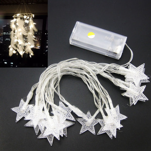 DIY印第安继承者们捕梦网材料 暧白色星星灯带电池仓开关 LED灯饰