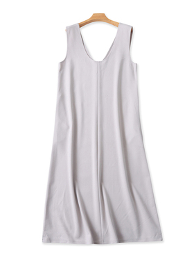 外贸V领连衣裙 夏季新款套头宽松长款背心裙 女休闲时尚裙子15114